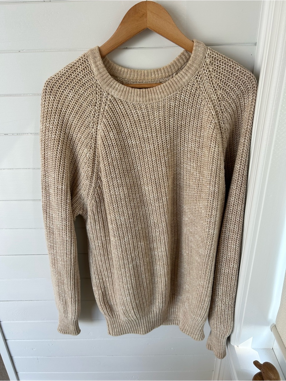 L.L. Bean Men's Beige Crewneck Knit Sweater